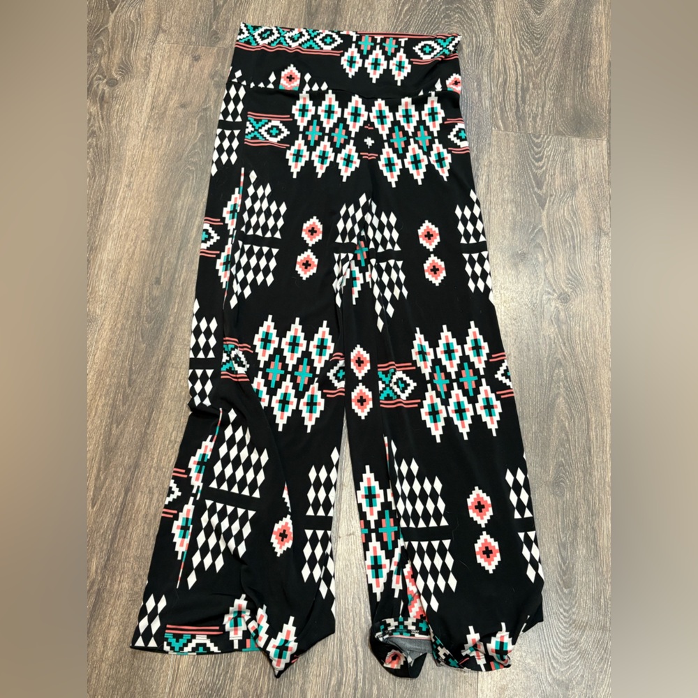 Tribal Print Wide-Leg Pants